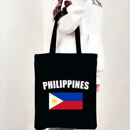 Heart Philippines Country Flag Map Coat of arms Travel Souvenir Butterfly Landmark Shoulder Shopper Canvas Tote Bag Cute Handbag